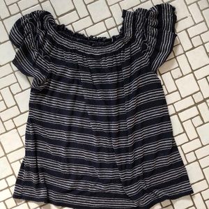 Mac Studio dark blue top with white stitching